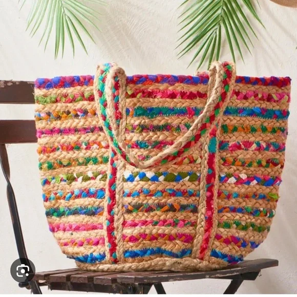 Colorful Woven Tote Bag - Picture 1 of 6